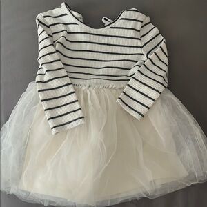Striped Long Sleeve Dress with Tulle Skirt